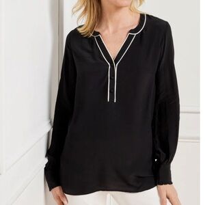 Talbots Piped Placket Top